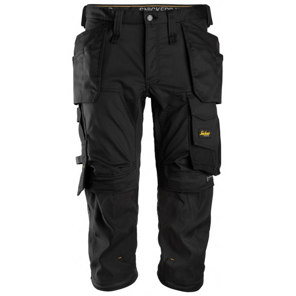 Snickers 6142 AllroundWork piratbukser m/stretch og hngelommer | Sort