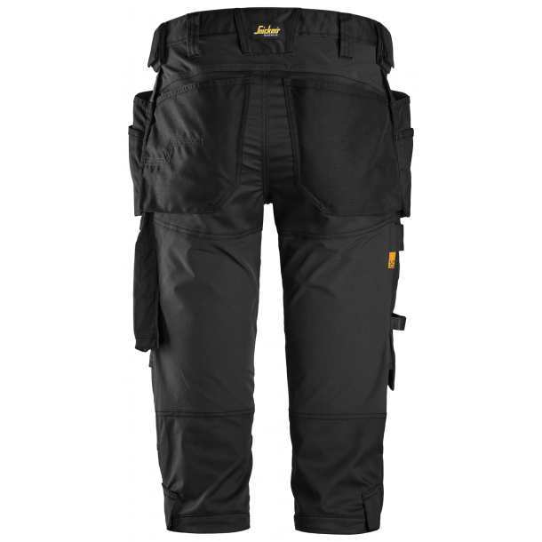 Snickers 6142 AllroundWork piratbukser m/stretch og hngelommer | Sort