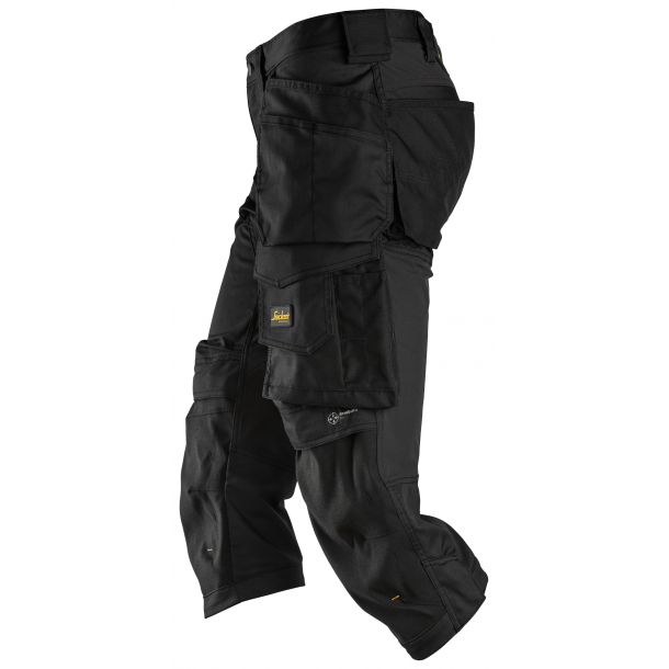 Snickers 6142 AllroundWork piratbukser m/stretch og hngelommer | Sort