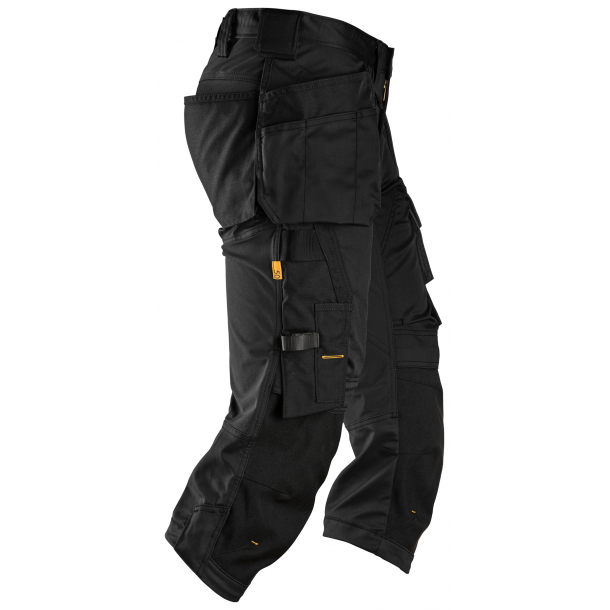 Snickers 6142 AllroundWork piratbukser m/stretch og hngelommer | Sort