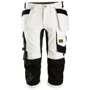 Snickers 6142 AllroundWork piratbukser m/stretch og hngelommer | Hvid