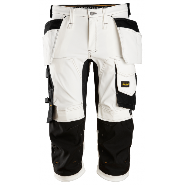 Snickers 6142 AllroundWork piratbukser m/stretch og hngelommer | Hvid