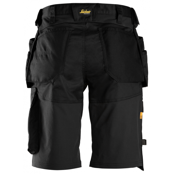 Snickers 6151 AllroundWork loose fit shorts m/stretch og hngelommer | Sort