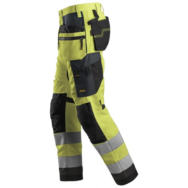 Snickers 6230 AllroundWork Hi-vis arbejdsbukser m/hngelommer | Gul/gr