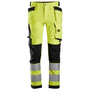 Snickers 6243 AllroundWork Hi-Vis arbejdsbukser m/stretch og hngelommer | Gul/sort
