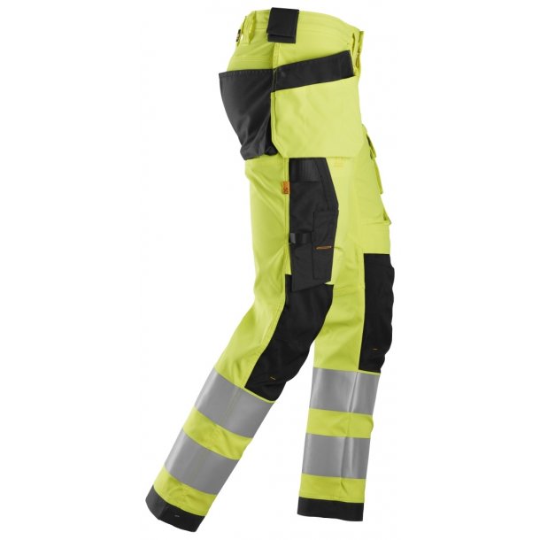 Snickers 6243 AllroundWork Hi-Vis arbejdsbukser m/stretch og hngelommer | Gul/sort