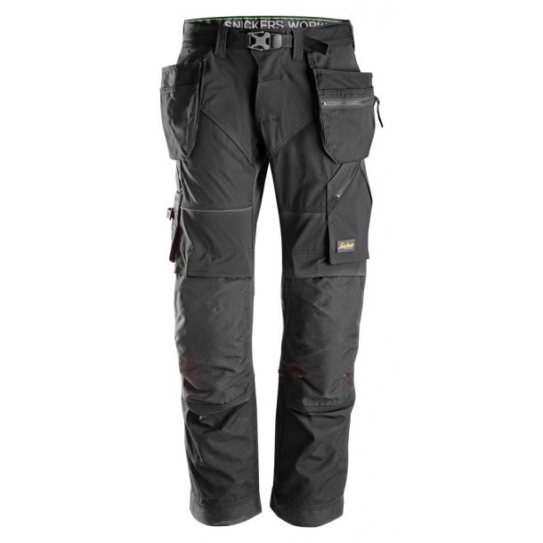Snickers 6902 FlexiWork arbejdsbukser m/stretch og hngelommer | Sort