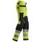 Snickers 6932 FlexiWork Hi-Vis arbejdsbukser m/stretch og hngelommer | Gul/sort