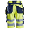 Lagersalg: Snickers 6933 FlexiWork Hi-Vis Shorts+ m/stretch og hngelommer | Gul/navy