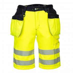 Lagersalg: Portwest PW3 Hi-Vis shorts m/hngelommer | Gul