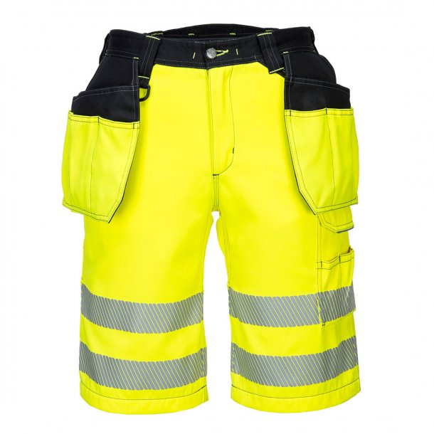 Lagersalg: Portwest PW3 Hi-Vis shorts m/hngelommer | Gul