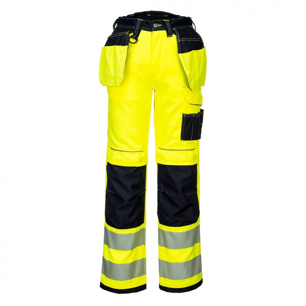 Lagersalg: Portwest PW3 Hi-Vis Hndvrkerbukser m/hngelommer | Gul